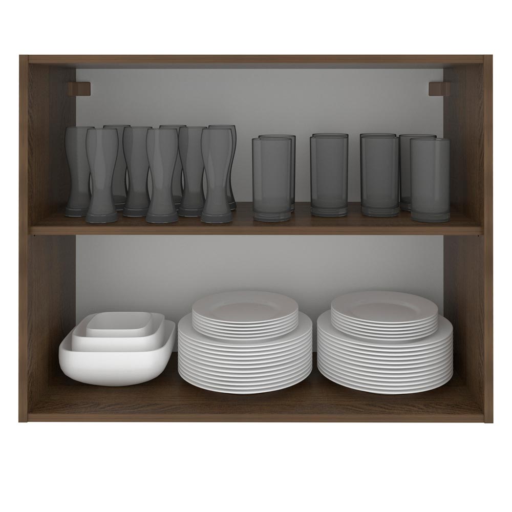 Armário Aéreo Madesa Lux 80 cm 2 Portas Rustic/Cinza