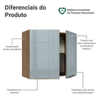 Armário Aéreo Madesa Lux 80 cm 2 Portas Rustic/Cinza