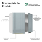 Armário Aéreo Madesa Lux 80 cm 2 Portas Branco/Cinza