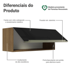 Armário Aéreo Madesa Lux 80 cm 1 Porta Basculante Rustic/Preto