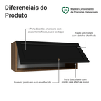 Armário Aéreo 80 cm 1 Porta Basculante Rustic/Preto Vik Madesa