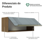 Armário Aéreo Madesa Lux 80 cm 1 Porta Basculante Rustic/Cinza