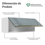 Armário Aéreo Madesa Lux 80 cm 1 Porta Basculante Branco/Cinza