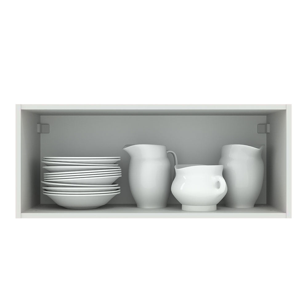 Armário Aéreo Madesa Agata 80 cm 1 Porta Basculante Branco/Cinza