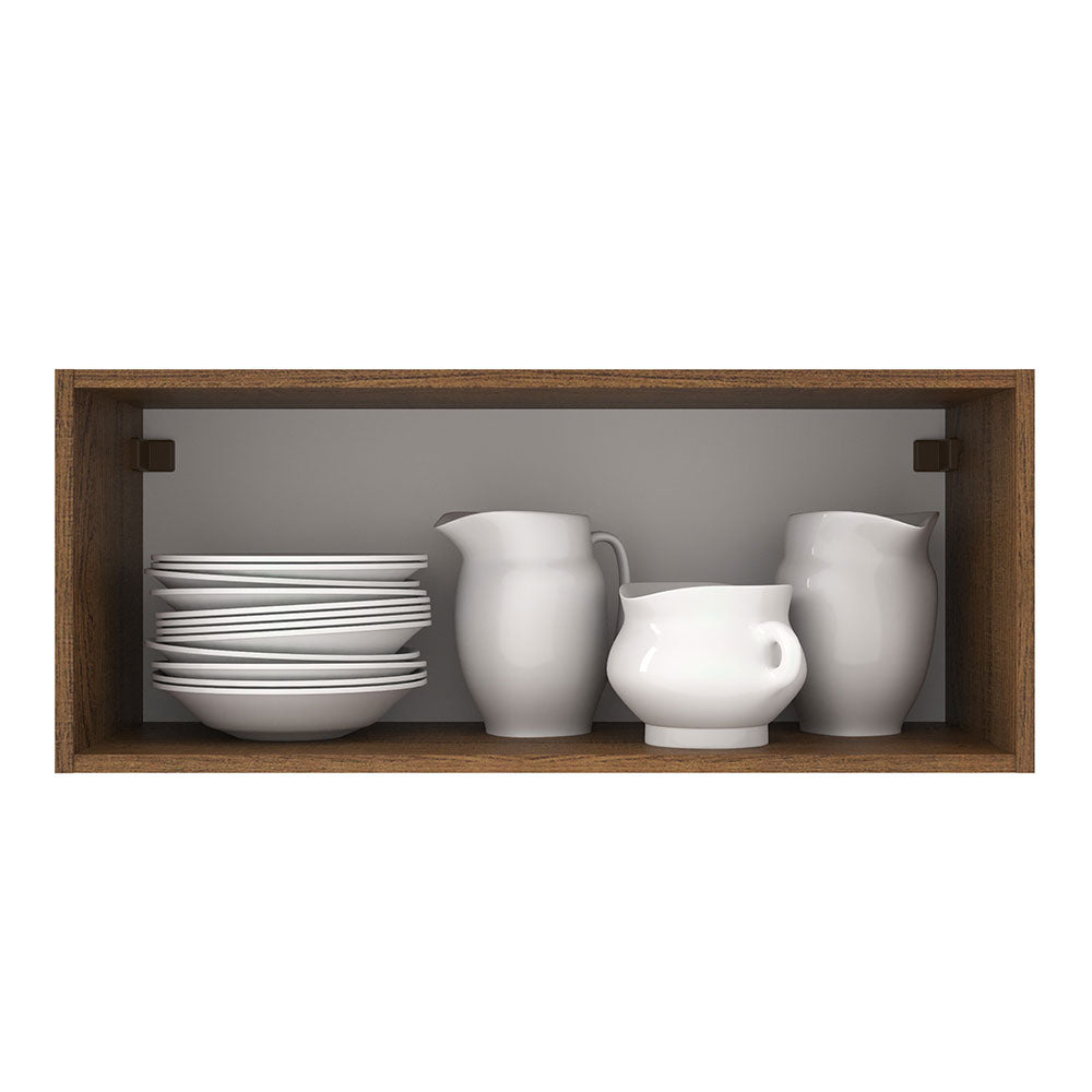 Armário Aéreo Madesa Agata 80 cm 1 Porta Basculante Rustic/Cinza