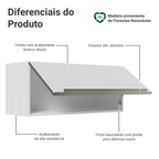 Armário Aéreo Madesa Lux 80 cm 1 Porta Basculante Branco/Branco Veludo