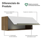 Armário Aéreo Madesa Lux 80 cm 1 Porta Basculante Rustic/Branco Veludo