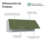 Armário Aéreo 80 cm 1 Porta Basculante Branco/Verde Vik Madesa