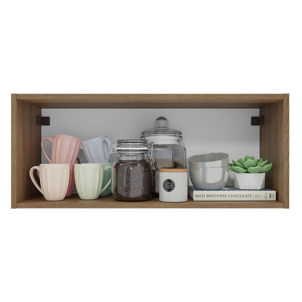 Armário Aéreo 80 cm Nicho Aberto para Cozinhas Lux, Glamy, Agata, Stella Rustic Madesa