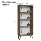 Cristaleira 70 cm 2 Portas de Vidro com Pés Cônicos Rustic/Marrom Madesa