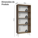 Cristaleira 70 cm 2 Portas de Vidro com Pés Cônicos Rustic/Branco Madesa