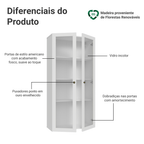 Módulo Cristaleira 70 cm 2 Portas de Vidro Branco Vik Madesa