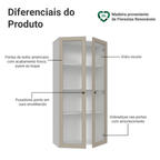 Módulo Cristaleira 70 cm 2 Portas de Vidro Branco/Crema Vik Madesa