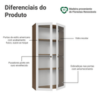 Módulo Cristaleira 70 cm 2 Portas de Vidro Rustic/Branco Vik Madesa
