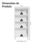 Cristaleira 70 cm 2 Portas de Vidro Reflecta Bronze com Pés Cônicos Branco/Preto/Branco Vinil Madesa