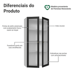 Módulo Cristaleira 70 cm 2 Portas de Vidro Branco/Preto Vik Madesa