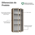 Módulo Cristaleira 70 cm 2 Portas de Vidro Rustic/Crema Vik Madesa