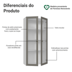 Módulo Cristaleira 70 cm 2 Portas de Vidro Branco/Cinza Vik Madesa
