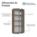 Módulo Cristaleira 70 cm 2 Portas de Vidro Rustic/Cinza Vik Madesa