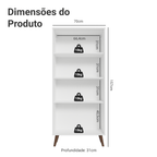 Cristaleira 70 cm 2 Portas de Vidro com Pés Cônicos Branco/Rustic Vik Madesa