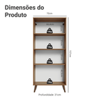 Cristaleira 70 cm 2 Portas de Vidro com Pés Cônicos Rustic/Crema/Rustic Vik Madesa