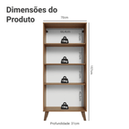 Cristaleira 70 cm 2 Portas de Vidro com Pés Trapézio Rustic/Crema/Rustic Vik Madesa
