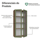Módulo Cristaleira 70 cm 2 Portas de Vidro Rustic/Verde Vik Madesa