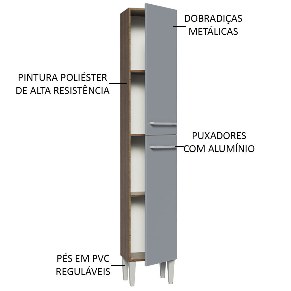 Paneleiro Madesa Emilly 2 Portas Rustic/Cinza
