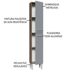 Paneleiro Madesa Emilly 2 Portas Rustic/Cinza