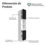 Paneleiro 40 cm 2 Portas e 2 Nichos Branco/Preto Agata Madesa