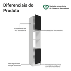 Paneleiro 40 cm 2 Portas e 2 Nichos Branco/Preto Glamy Madesa
