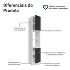 Paneleiro 40 cm 2 Portas e 2 Nichos Branco/Preto Lux Madesa