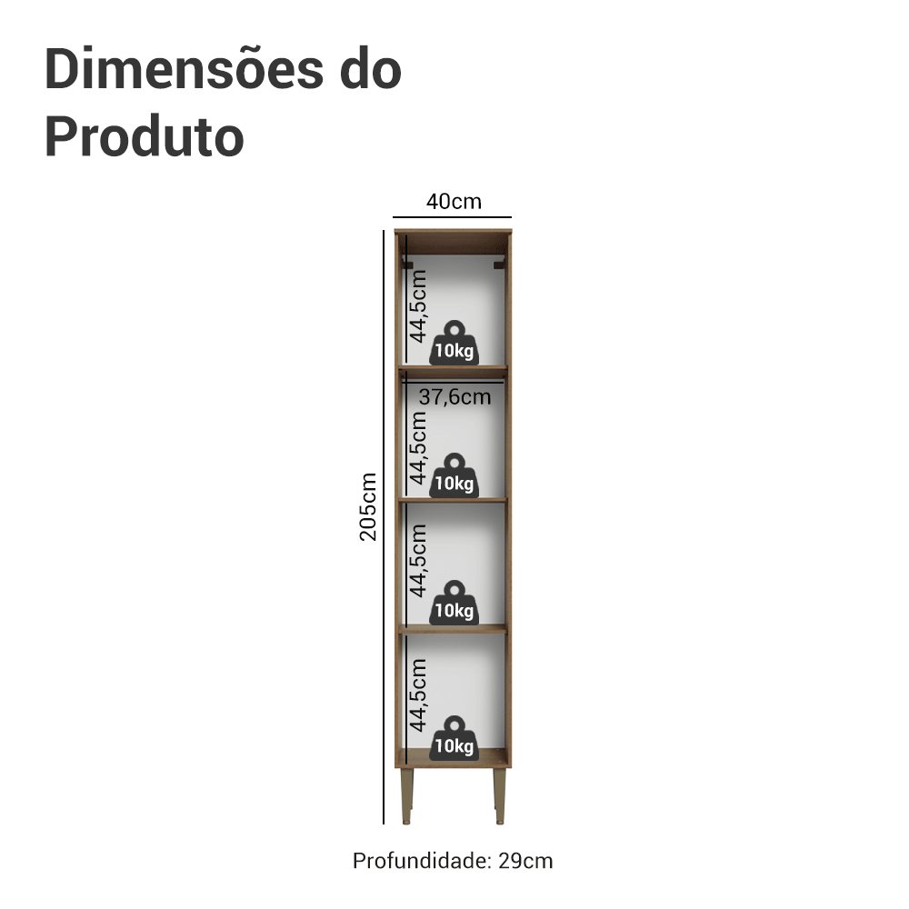 Paneleiro 40 cm 1 Porta Rustic/Preto Lille Madesa