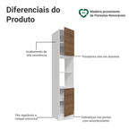 Paneleiro 40 cm 2 Portas e 2 Nichos Branco/Rustic Stella Madesa