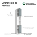 Paneleiro 40 cm 2 Portas e 2 Nichos Branco/Cinza Lux Madesa