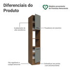 Paneleiro 40 cm 2 Portas e 2 Nichos Rustic/Cinza Agata Madesa