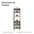 Torre Quente 60 cm 3 Portas Rustic/Preto Lille Madesa