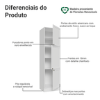 Paneleiro 60 cm 3 Portas Branco Vik Madesa