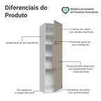 Paneleiro 60 cm 3 Portas Branco/Crema Vik Madesa