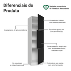 Paneleiro 60 cm 3 Portas Branco/Preto Vik Madesa