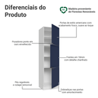Paneleiro 60 cm 3 Portas Branco/Azul Vik Madesa