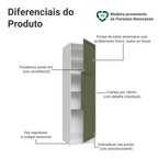 Paneleiro 60 cm 3 Portas Branco/Verde Vik Madesa