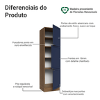 Paneleiro 60 cm 3 Portas Rustic/Azul Vik Madesa