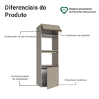 Torre Quente 60 cm 2 Portas 2 Nichos Suspenso Crema Nice Madesa