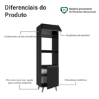 Torre Quente 60 cm 2 Portas 2 Nichos Com Pés Preto Nice Madesa