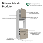 Torre Quente 60 cm 1 Porta 3 Gavetas Branco/Crema Vik Madesa