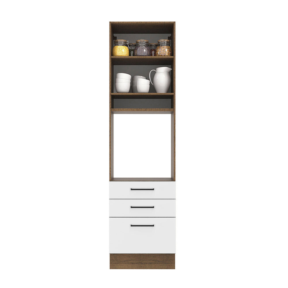 Torre Quente Madesa Agata 60 cm 1 Porta 3 Gavetas Rustic/Branco