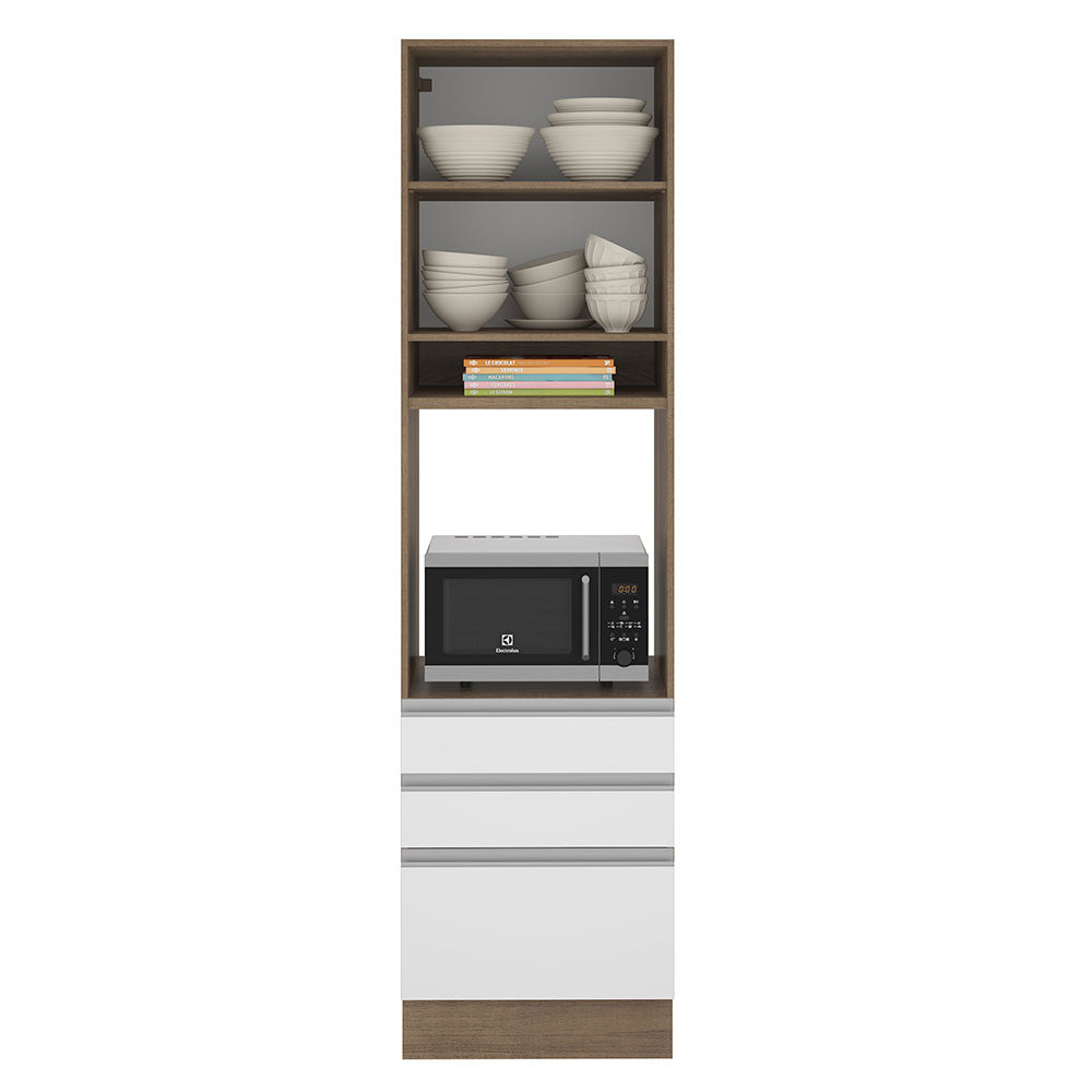 Torre Quente Madesa Glamy 60 cm 1 Porta 3 Gavetas Rustic/Branco
