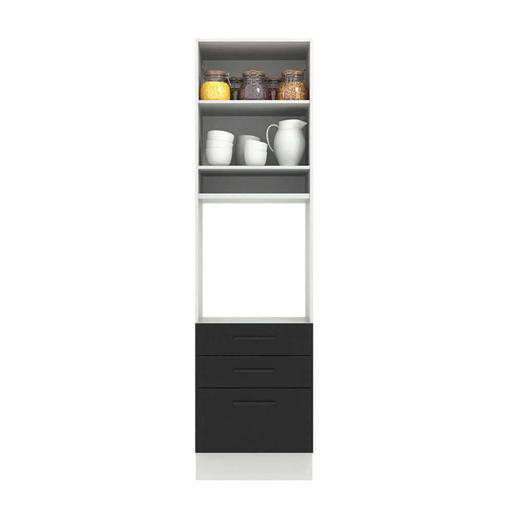Torre Quente Madesa Agata 60 cm 1 Porta 3 Gavetas Branco/Preto