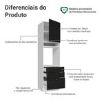 Torre Quente 60 cm 1 Porta 3 Gavetas Branco/Preto Vik Madesa